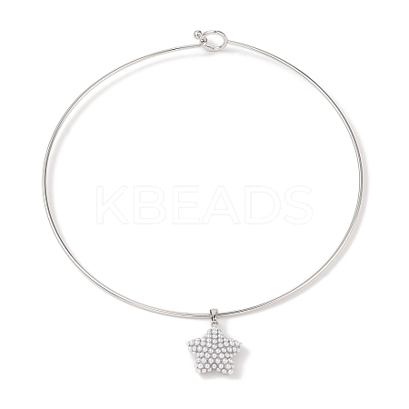 Brass with ABS Imitation Pearl Charm Necklace BJEW-Q350-05B-P-1