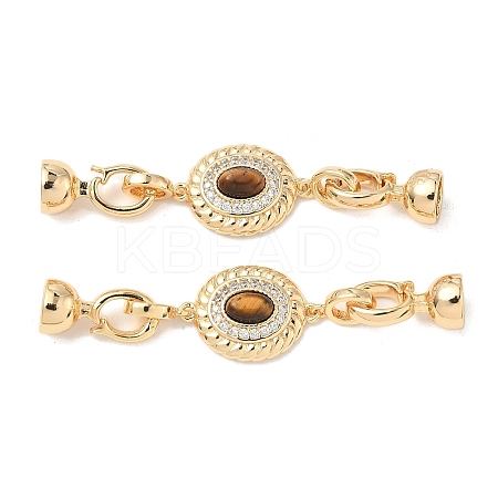 Brass Micro Pave Clear Cubic Zirconia Fold Over Clasps KK-U059-39G-1