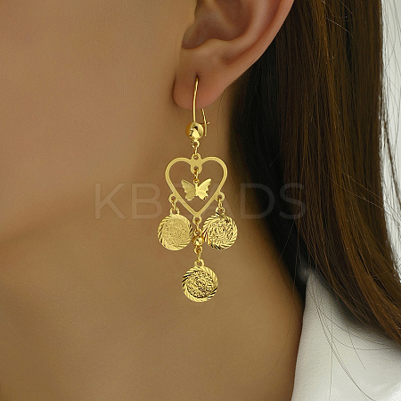 Fashionable Brass Heart Tassel Hoop Earrings JG7155-1