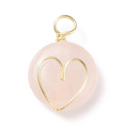 Natural Rose Quartz Gemstone Pendants PALLOY-JF01751-05-1