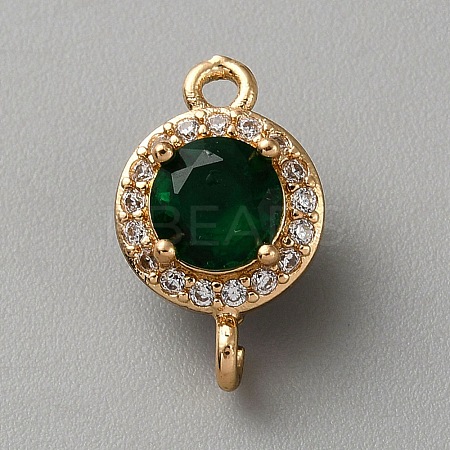 Light Gold Plated Brass Pave Cubic Zirconia Connector Charms KK-CJC0001-41KCG-07-1