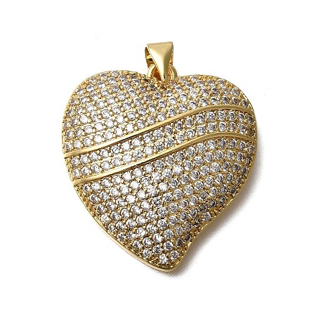 Rack Plating Brass Micro Pave Cubic Zirconia Pendants ZIRC-F142-06G-01-1