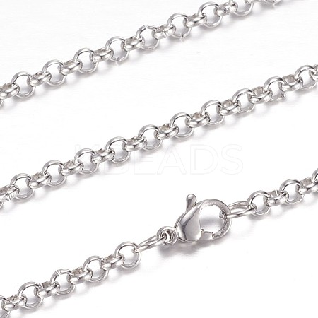 Non-Tarnish 304 Stainless Steel Rolo Chain Necklaces STAS-P101-10P-1