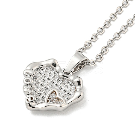 Heart Brass Micro Pave Clear Cubic Zirconia for Women NJEW-B100-07P-1