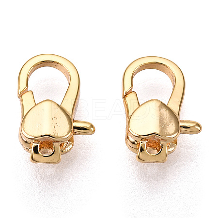 Brass Heart Lobster Claw Clasps KK-N254-10G-1