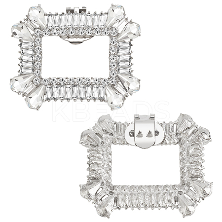 2Pcs Platinum Alloy & Rhinestone Detachable Shoe Buckle Clips FIND-FG0003-11-1