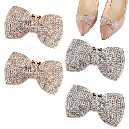 4Pcs 2 Colors Bowknot Alloy Rhinestone Shoe Decoration FIND-GO0002-33-1