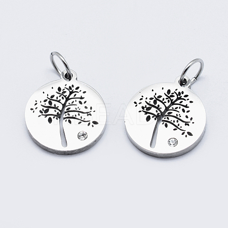 316 Surgical Stainless Steel Micro Pave Clear Cubic Zirconia Charms STAS-YW0002-19-1
