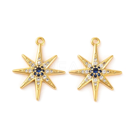 Brass Micro Pave Clear Cubic Zirconia Pendants KK-U017-10F-G-1