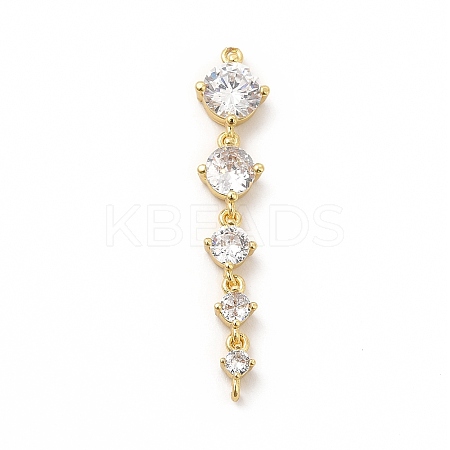 Rack Plating Brass Pave Cubic Zirconia Connector Charms KK-G458-02G-01-1