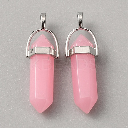 Natural Dyed White Jade Double Terminal Pointed Pendants G-WH0016-37G-1