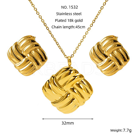 304 Stainless Steel Pendant Necklaces & Stud Earrings FS-WG14082-05-1
