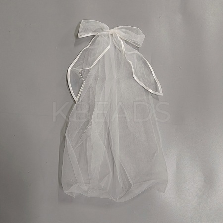 Bowknot Polyester Bridal Mesh Veil AJEW-WH20073-030-1