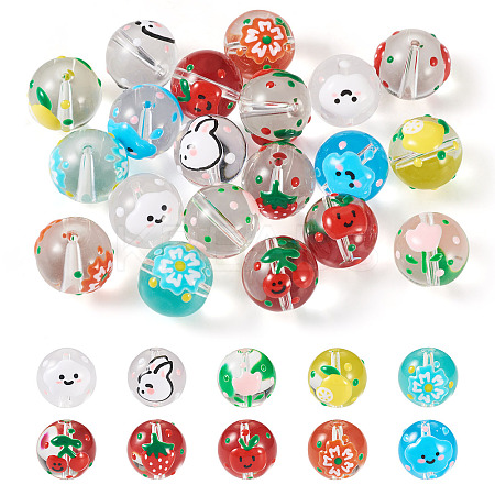 20Pcs 10 Colors Transparent Glass Beads LAMP-TA0001-08-1