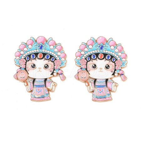 Peking Opera Cat Alloy Enamel Cabochons AL-CBA1A6F-04KCG-A-1