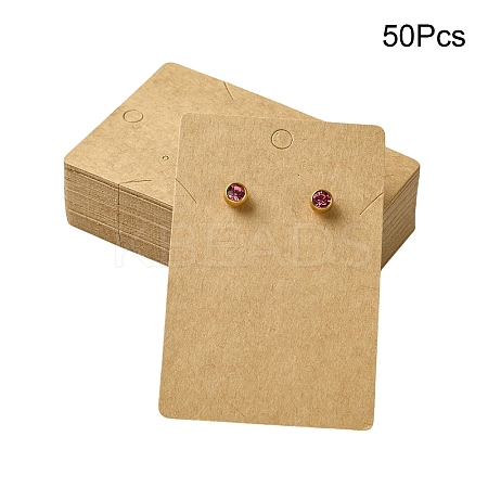 50Pcs Rectangle Kraft Paper One Pair Earring Display Cards with Hanging Hole CDIS-YW0001-16A-1