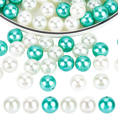   60Pcs 3 Colors Custom Resin Imitation Pearl Beads RESI-PH0001-90-1