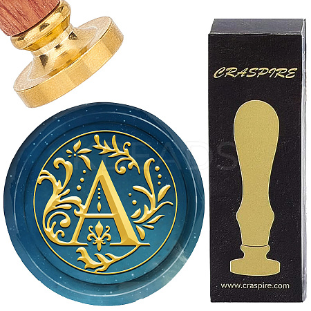 Brass Wax Seal Stamps with Wood Handle AJEW-WH0412-0234-1