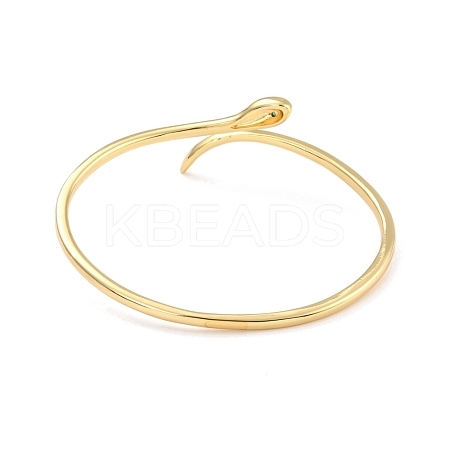Green Cubic Zirconia Snake Wrap Cuff Bangle BJEW-I298-15G-1