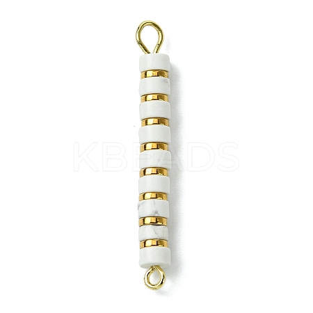 Natural Howlite & Electroplated Synthetic Non-magnetic Hematite Heishi Connector Charms PALLOY-JF03291-03-1