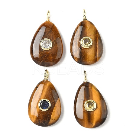 Natural Tiger Eye Pendants G-H318-04G-02-1