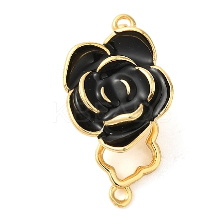 Brass with Black Enamel Fold Over Clasps KK-G505-20G-1
