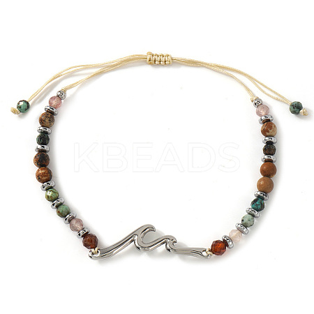 304 Stainless Steel Wave Link Bracelets NC8971-2-1