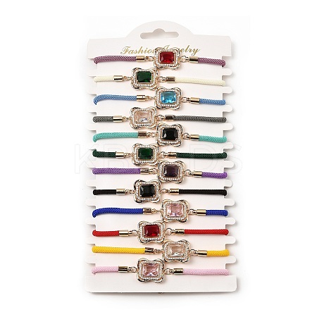 12Pcs 12 Colors Polyester Bracelets BJEW-P340-02G-1