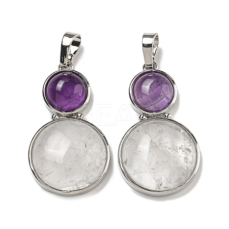 Natural Quartz Crystal & Natural Amethyst Pendants G-G147-06P-02-1