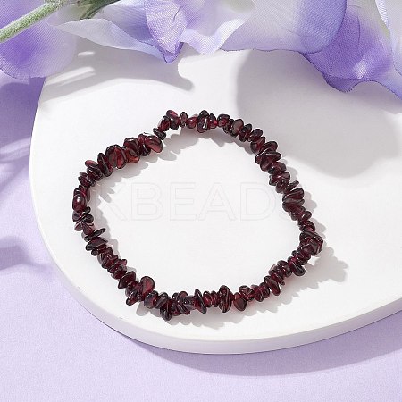 Natural Garnet Chips Beaded Stretch Bracelets for Women BJEW-JB10046-09-1