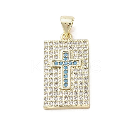 Real 18K Gold Plated Brass Micro Pave Cubic Zirconia Pendants KK-A209-10B-G-1