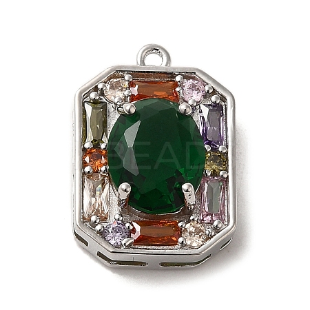Brass Micro Pave Cubic Zirconia Pendants ZIRC-P114-12P-1
