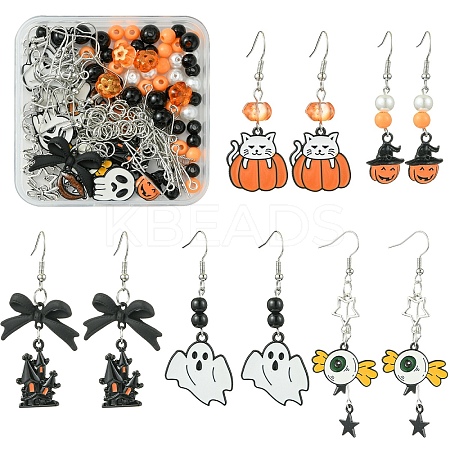 Halloween Theme DIY Alloy Enamel & Acrylic Dangle Earrings Making Kits DIY-YW0009-97-1