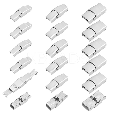 18Pcs 3 Styles Smooth Surface 201 Stainless Steel Watch Band Clasps STAS-UN0051-84-1