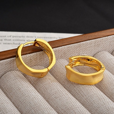 Brass Hoop Earrings for Women EJEW-U055-07G-1