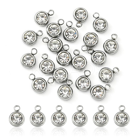 20Pcs 201 Stainless Steel Rhinestone Charms STAS-YW0002-02A-1