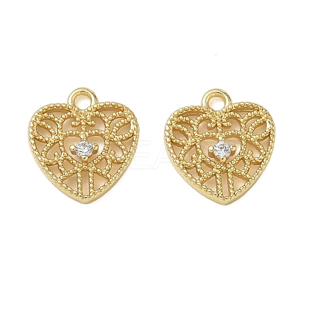 Brass Micro Pave Clear Cubic Zirconia Charms KK-CBA74BF-08G-1