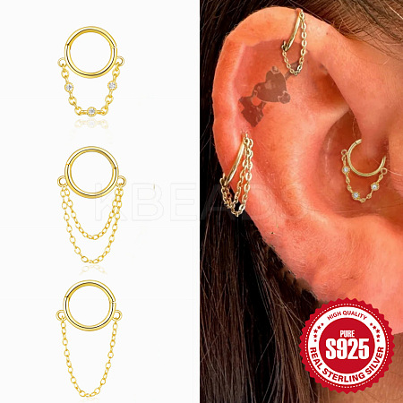 925 Sterling Silver Hoop Cartilage Earrings FS-WG5B1DD-01-1