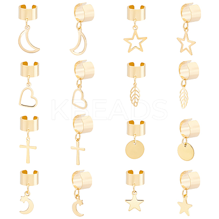 8 Pairs 8 Style 304 Stainless Steel Cuff Earrings EJEW-UN00004-1