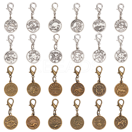 48Pcs 24 Styles Alloy Pendant Decorations HJEW-FH00013-1