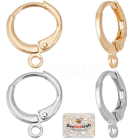 60Pcs 2 Colors Brass Leverback Earring Findings KK-BBC0018-12-1