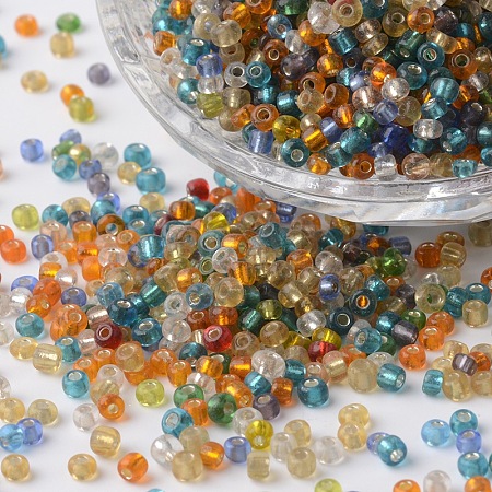 8/0 Silver Lined Round Glass Seed Beads SEED-K003-3mm-M07-1