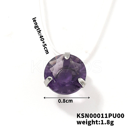 Flat Round Plastic Pendant Invisible Cord Necklaces for Women JB6177-7-1
