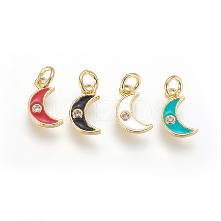 Brass Micro Pave Cubic Zirconia Charms ZIRC-G150-08G-1