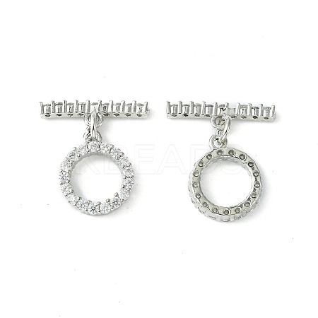Rack Plating Eco-Friendly Brass Pave Clear Cubic Zirconia Toggle Claps KK-K330-45P-1