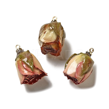 Preserved Rose with Golden Alloy Pendants LS-FIND-M010-01A-1