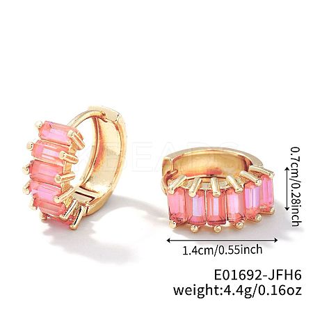 Cute Square Candy Brass Cubic Zirconia Hoop Earrings XX8349-10-1