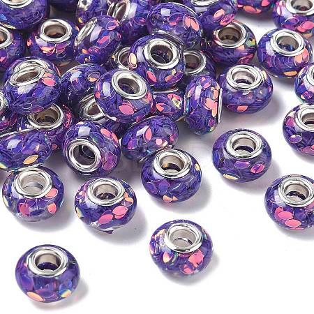 Transparent Resin Rondelle European Beads RESI-S023-34-1