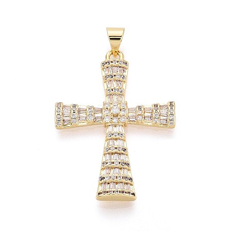 Brass Micro Pave Clear Cubic Zirconia Pendants KK-N268-94G-1