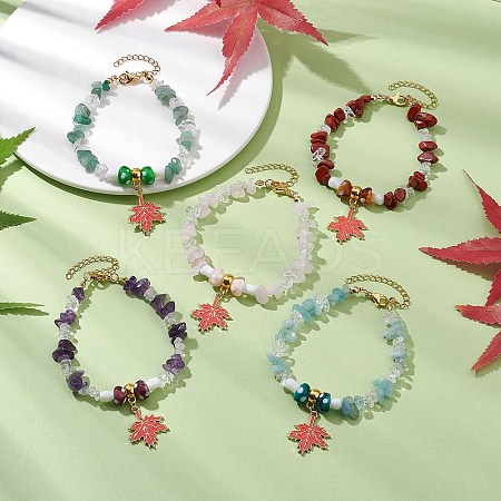 Handmade Lampwork Beads Beaded Bracelets for Women BJEW-JB11335-1